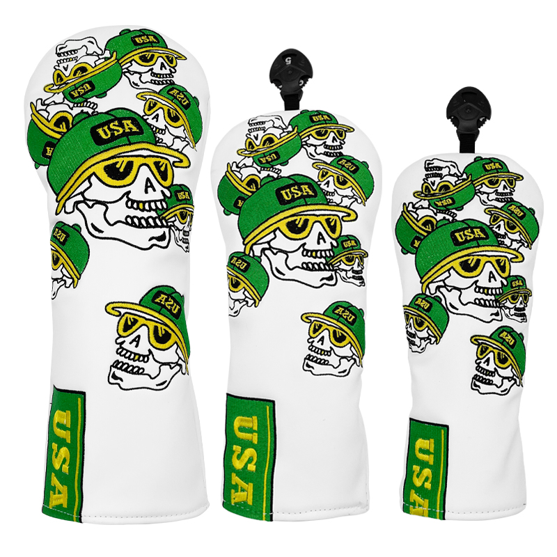Golf Equipment Deals - White Leather Sk-ull Pattern Golf Head